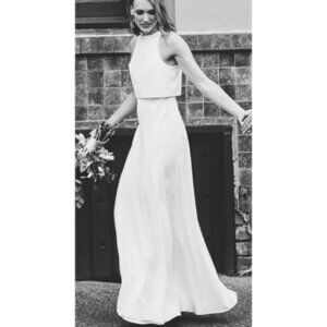 NWT Anthropologie BHLDN Jill Stuart Iva Crepe Maxi Dress Wedding Bridal White